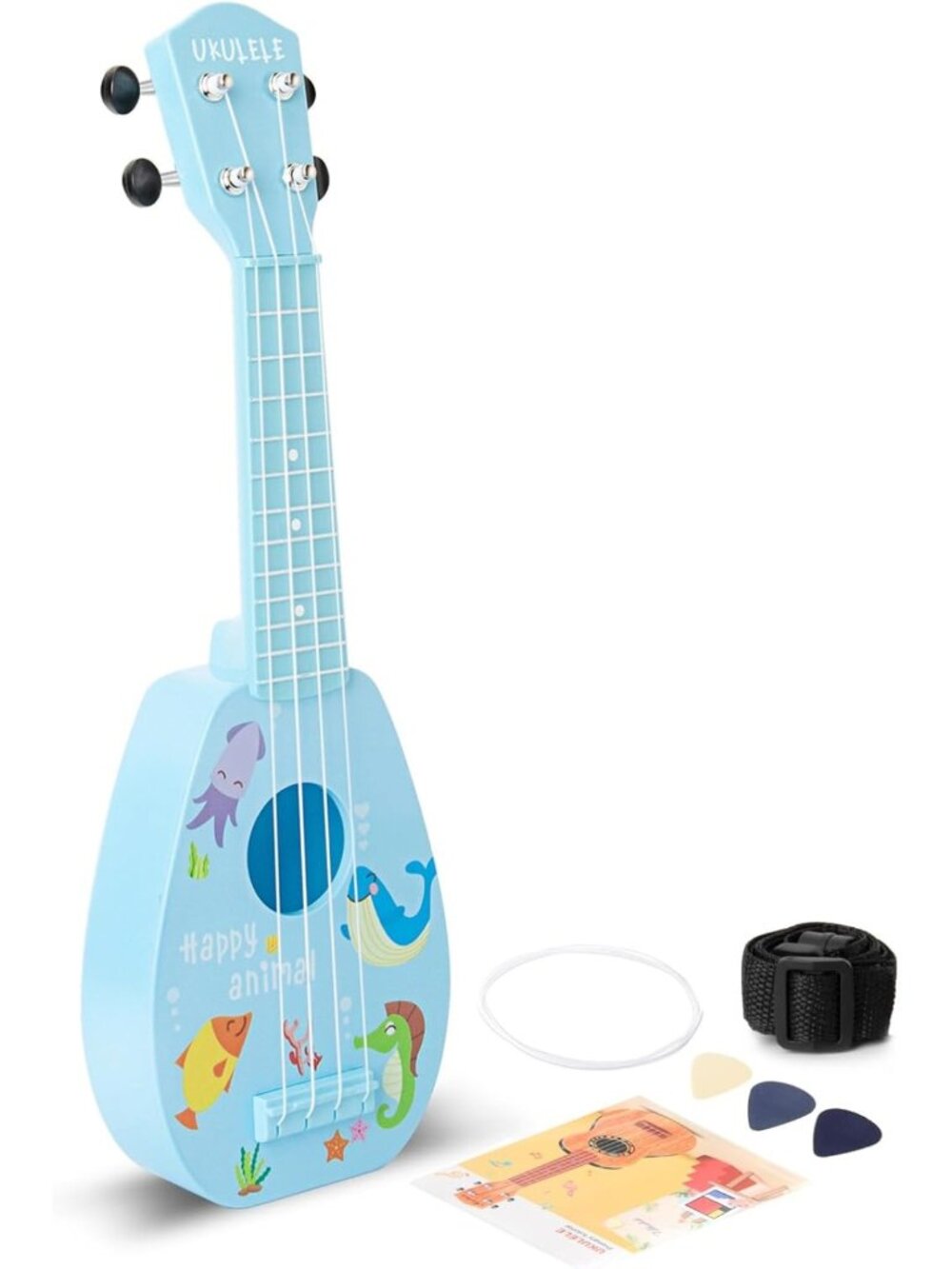 17” Kids Mini Guitar & Ukulele - 4 String Musical Toy for Ages 3-7, Educational